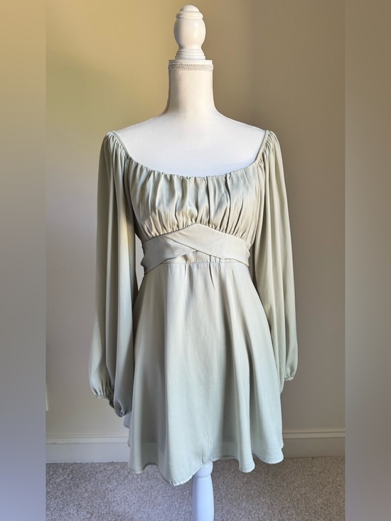 Altar'd State Dresses & Skirts - SOLD! ALTAR'D STATE Sage Green LOLA Crossover Mini Babydoll Dress Sz L